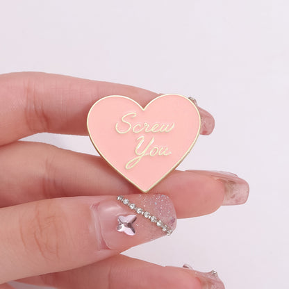 English Letters Love Brooch Cartoon