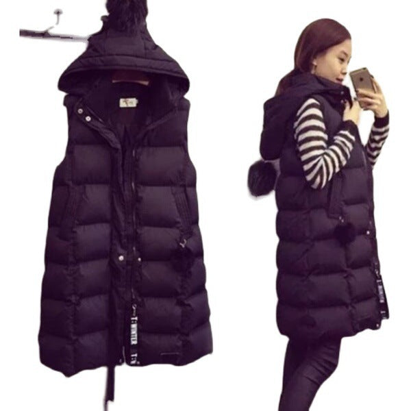 Down Cotton Vest Women's Mid-length Coat