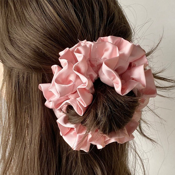 Satin Pleated Headdress Flower Large Full Hydrangea Hair Ring