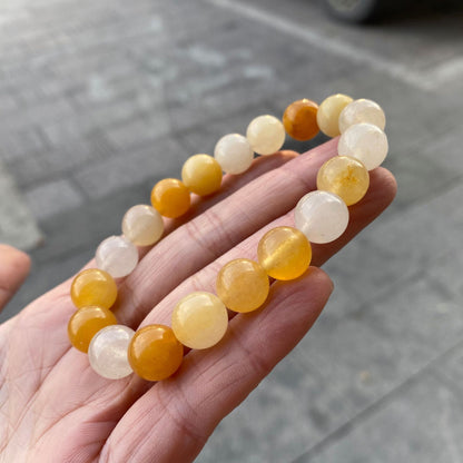 Natural Yellow Dragon Jade Stone Bead Bracelet