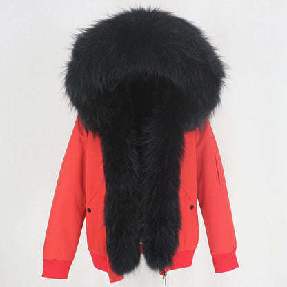 New Parka Thick Raccoon Fur Liner Detachable Jacket