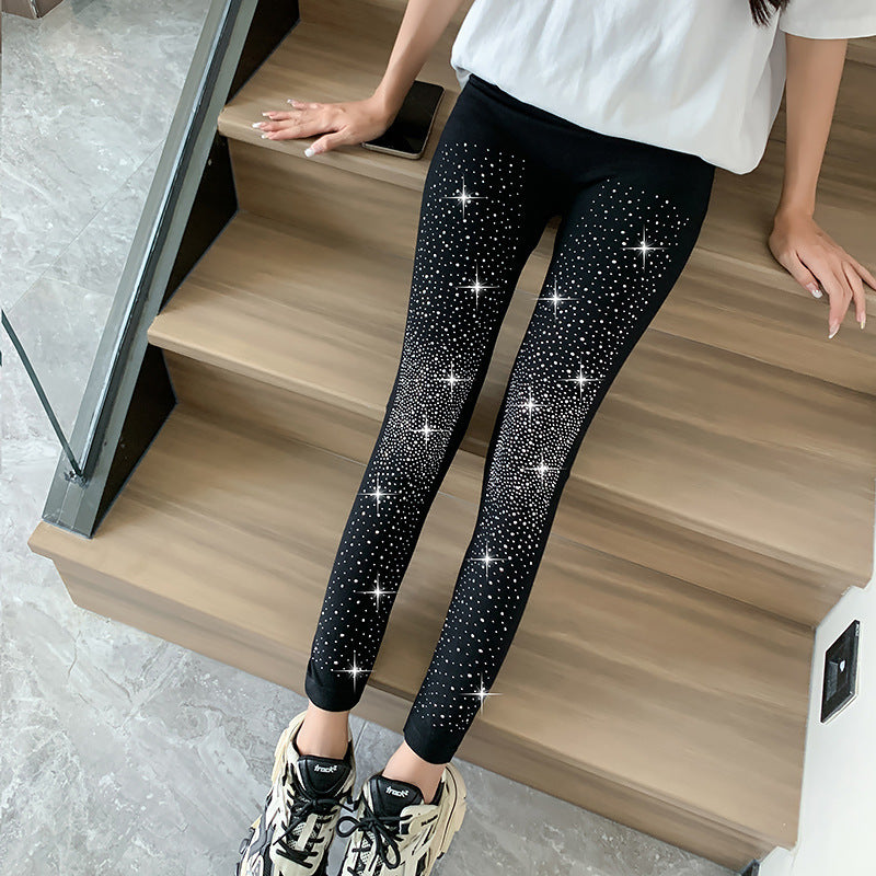 Shiny Rhinestone Leggings For Women