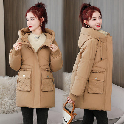 Winter Thick Mid-length Cotton Clothing Loose Plus Size Hooded Cotton-padded Jacket