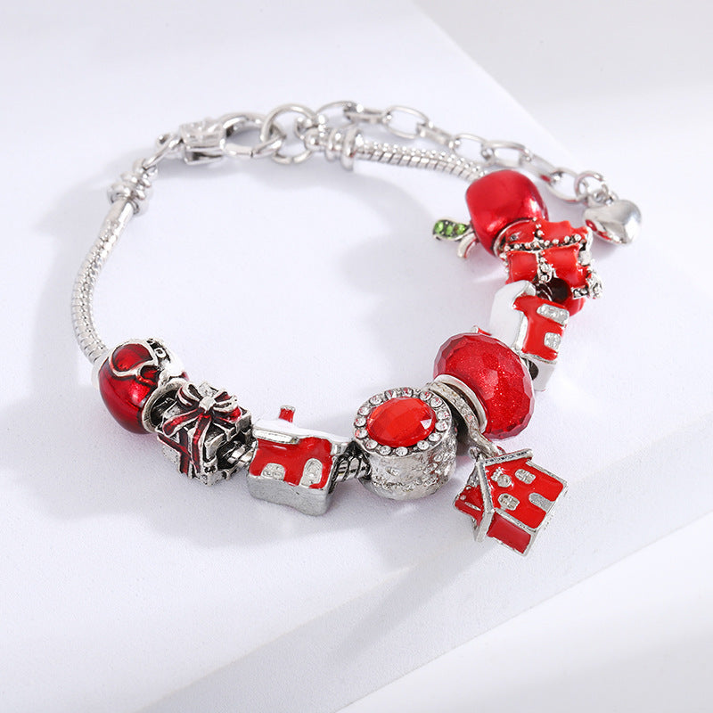 Pulsera navideña con cuentas y agujeros grandes