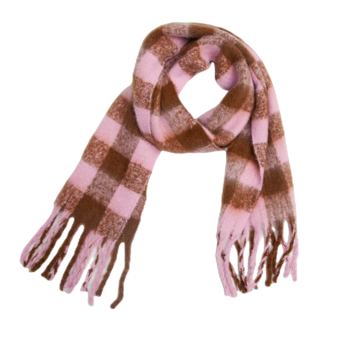 Black Rice Plaid Thick Tassel Scarf For Women Thickened Bib Shawl