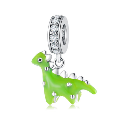 Colgante de animal de dinosaurio patito con cuentas en plata de ley S925