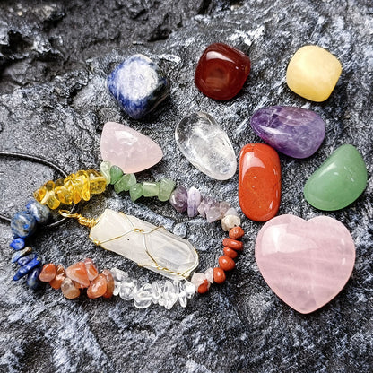 Caja de regalo con juego de piedras naturales irregulares de colores