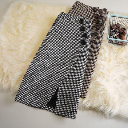 Women's Design Houndstooth Midi Skirt