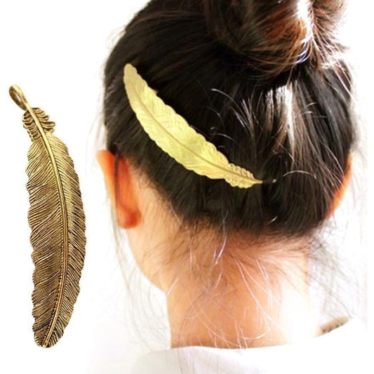 Pasador de pelo con forma de hoja de metal bohemio