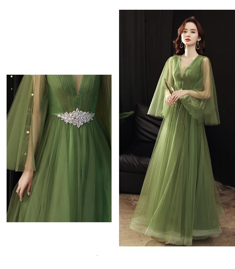 Green Wedding Dress Guzheng Art Examination Solo