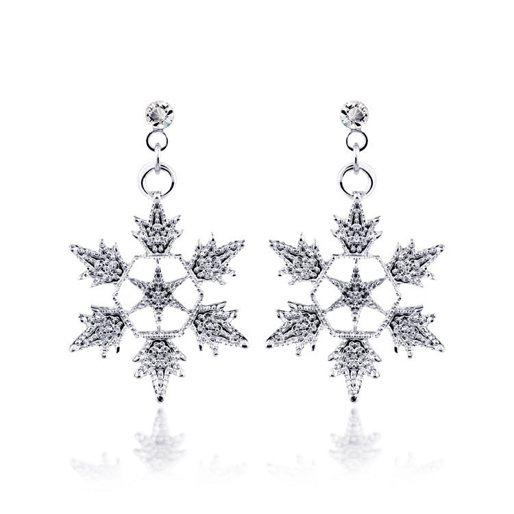 Exquisite Bridal Christmas Snowflake Necklace, Earring Set, Wedding Jewelry, Wedding Dress, Jewelry 4590