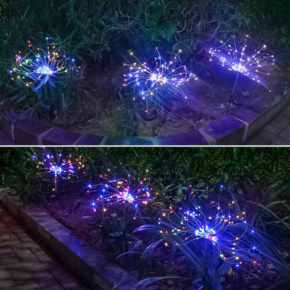 New Ground Plug Solar Fireworks Light LED Light String Copper Wire Outdoor Garden Decoration Star Lights Christmas Lights