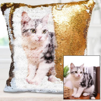 Sequins Throw Pillowcase with Custom Photo