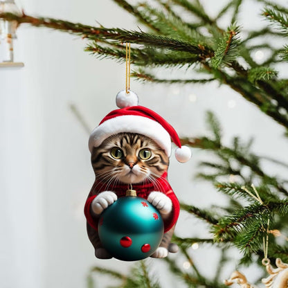 Colgante de coche con forma de gato creativo navideño