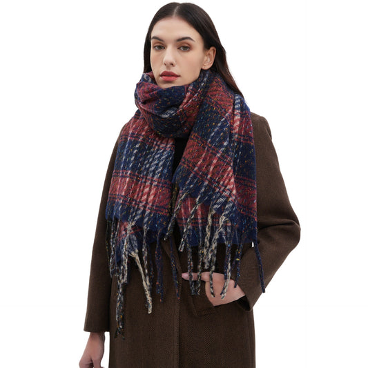 European And American Men's And Women's Plaid Tassel Scarf