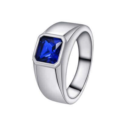 Anillo de mujer de plata esterlina S925 de moda con piedras preciosas azules de alta calidad y combinables