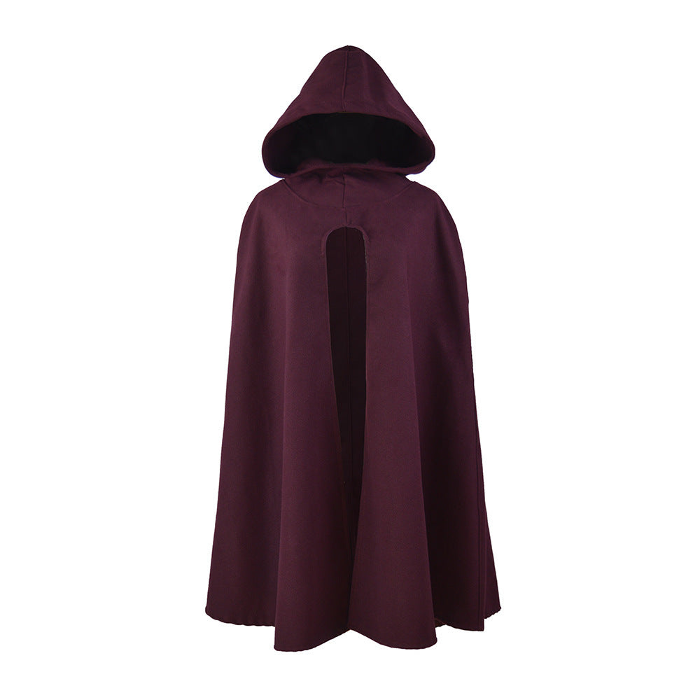 New Solid Color Mid-length Hooded Cape And Shawl Women