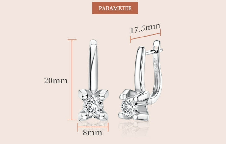 Pendientes de moissanita en plata de ley S925