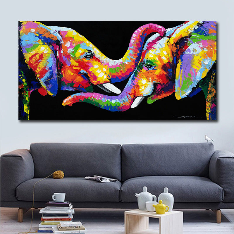 Color Graffiti Elephant Bucket Nose Living Room Wall Canvas Painting