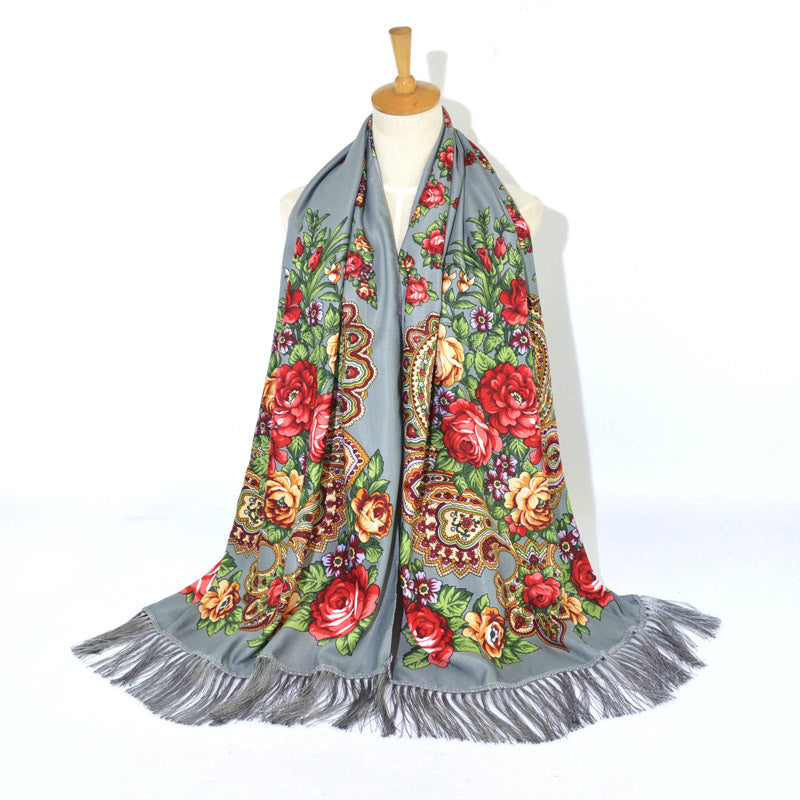 Printed Tassel Long Scarf Travel Ethnic Style Shawl