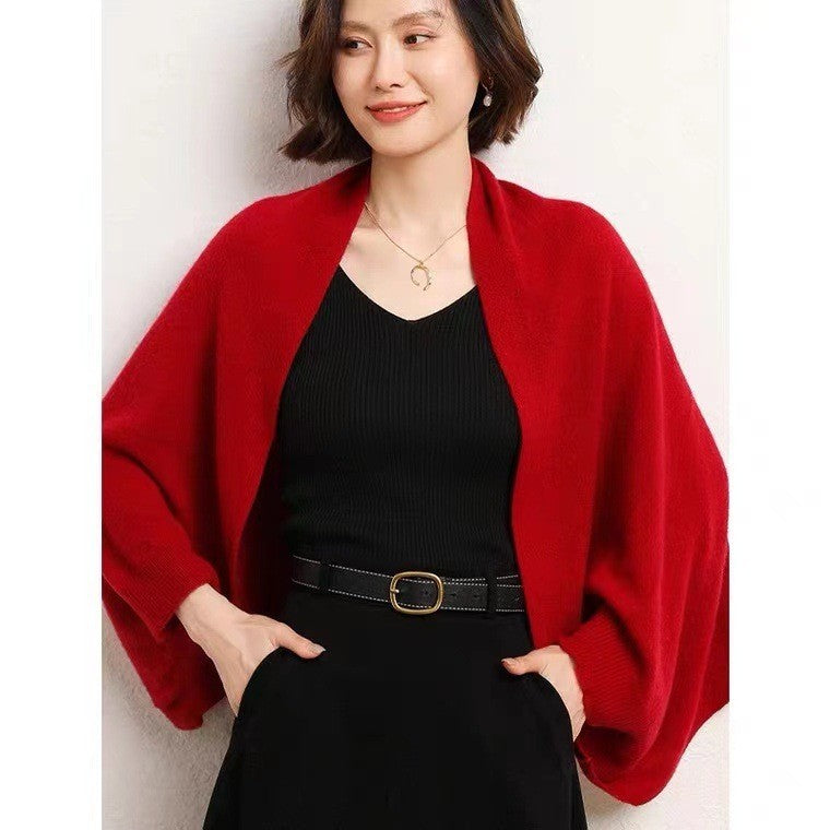 Cardigan Outer Wear Fashionable Warm Shoulder Pad Women's Scarf