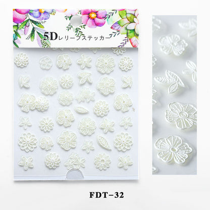 Pegatinas para uñas con relieve de la serie de flores