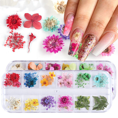 Arte de uñas con flores secas