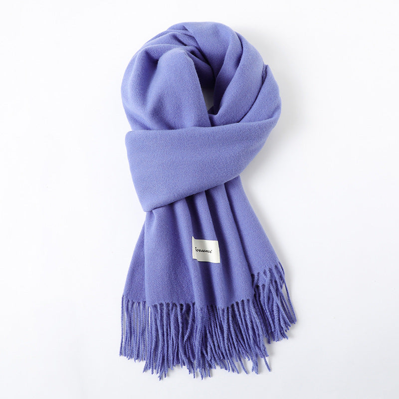 Simple Solid Color Tassel Shawl Autumn And Winter Warm Artificial Cashmere Scarf