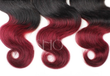 Xuchang real person wig Brazil hair curtain dice curtain wine red two-color body wave hair curtain one generation