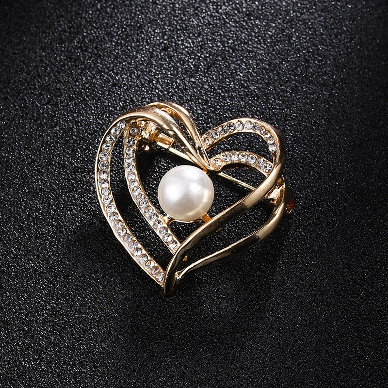 Rhinestone-encrusted Pearl Brooch Anti-exposure Accessories