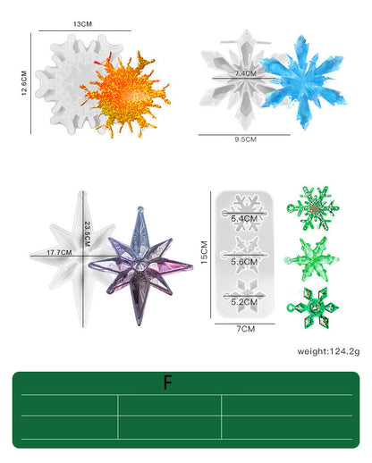 Molde de silicona para colgante de copo de nieve navideño con forma de campana de árbol de Navidad