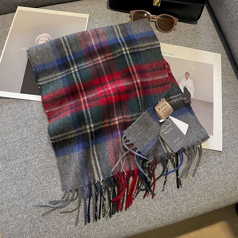 Pure Wool Plaid Scarf British Classic