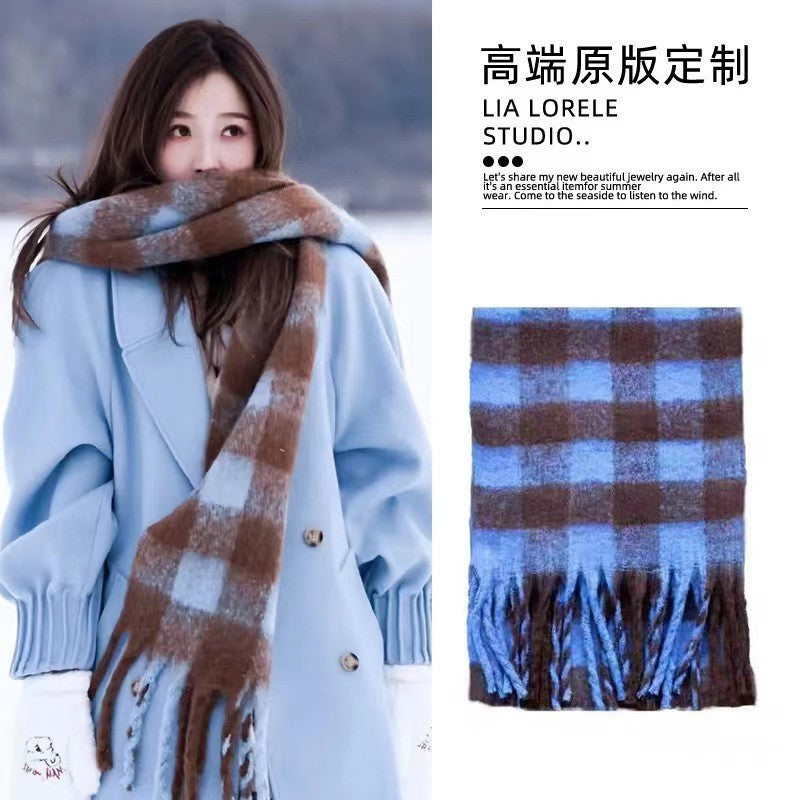 Thick Mohair Fluffy Scarf Warm Plush Scarf For Women