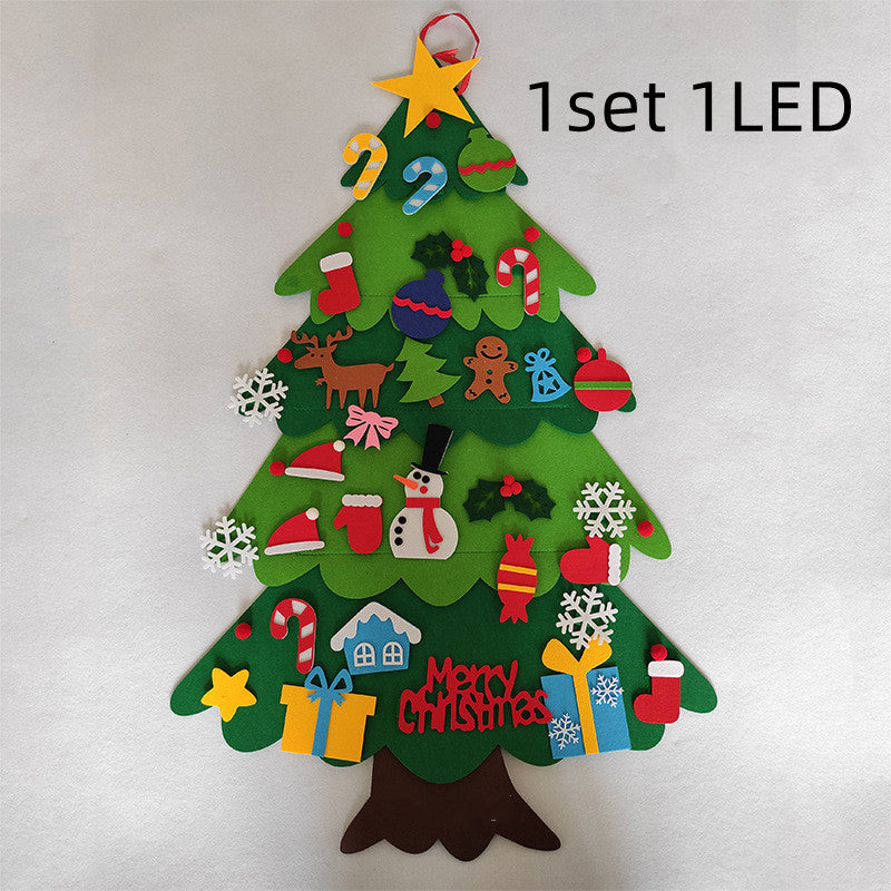 Árbol de Navidad de fieltro para bricolaje, regalo de Año Nuevo para niños pequeños, juguetes hechos a mano, adornos para colgar en la pared de la puerta, juego de decoración para fiestas navideñas y hogar