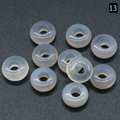 Cuentas de ágata de cristal natural de 4 mm con agujero grande de 5 x 10 mm y cuentas de jade