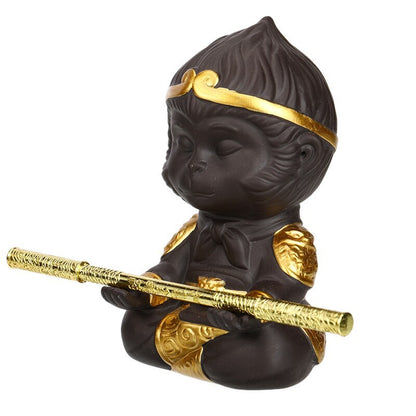 Juego de té de kung fu de arcilla morada china, mascota de té, rey mono para el hogar, bandeja de té decorativa, bandeja de té, estatuas de Sun Wukong, esculturas 