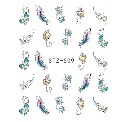 1pcs Nail Sticker Butterfly Flower Water Transfer Decal Sliders for Nail Art Decoration Tattoo Manicure Wraps Tools Tip JISTZ508