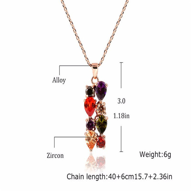 Shiny Zircon Hypoallergenic Necklace Earrings Ring Set