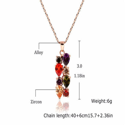 Shiny Zircon Hypoallergenic Necklace Earrings Ring Set