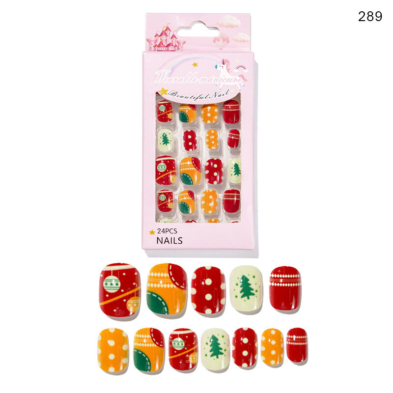 Christmas Cute Children Nails 24 Pieces Wearable