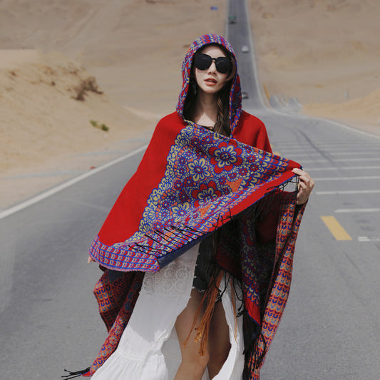 Ethnic Style Desert Seaside Photograph Cloak Autumn And Winter Artificial Cashmere Scarf