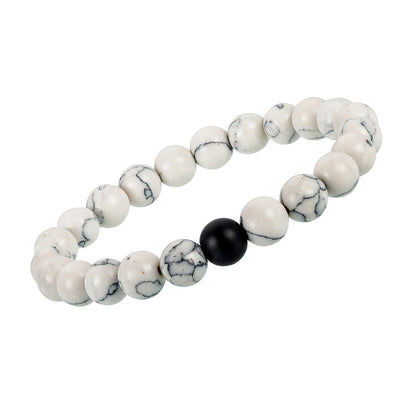 Pulsera de yoga hecha a mano con cuentas de color turquesa blanco