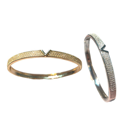 V-shaped 18K Genuine Gold Electroplated Bracelet Ring Set