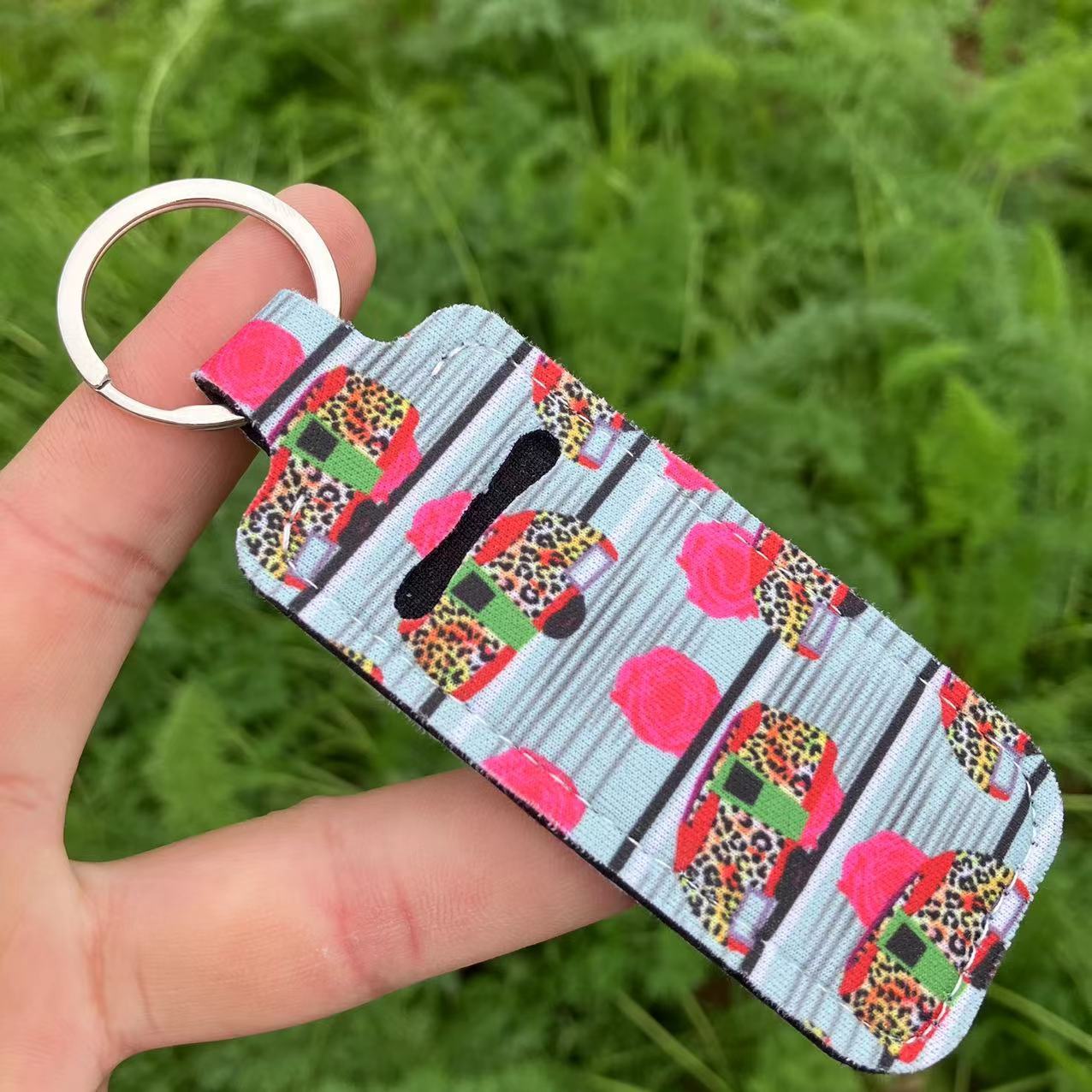 Conjunto de lápiz labial para mujer con estampado de leopardo y estampado de serpiente y girasoles, llavero, bolsa de perfume creativa