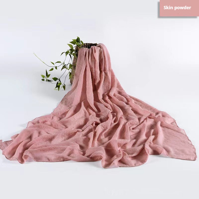 Solid Color Cotton And Linen Thin Scarf