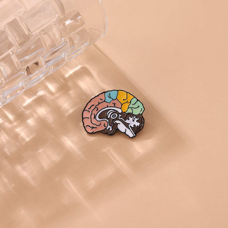 Color Brain Modeling Cartoon Ornament Alloy Dripping Badge