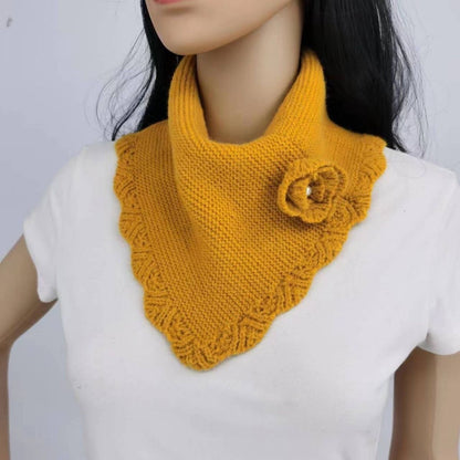 Wave Edge Small Flower Scarf Knitted Scarf Crocheted Triangular Binder