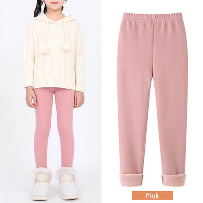 FallWinter Hot-selling Girls' Leggings Fleece-lined Warm Cropped Pants