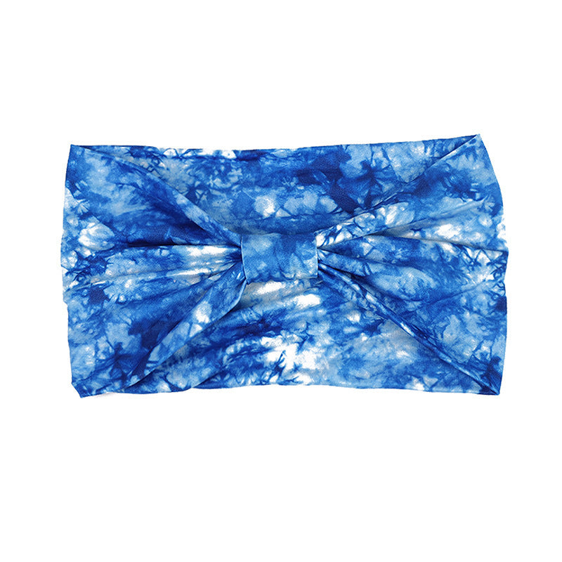 Pañuelo para la cabeza súper ancho para mujer con banda para el cabello absorbente del sudor deportivo con efecto tie-dye nuevo de estilo europeo y americano