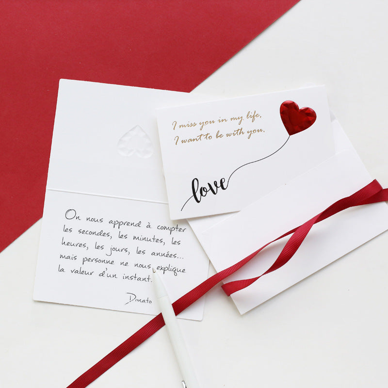 Solid Red Heart Greeting Card with Envelopes Romantic Letter I Love You Forever